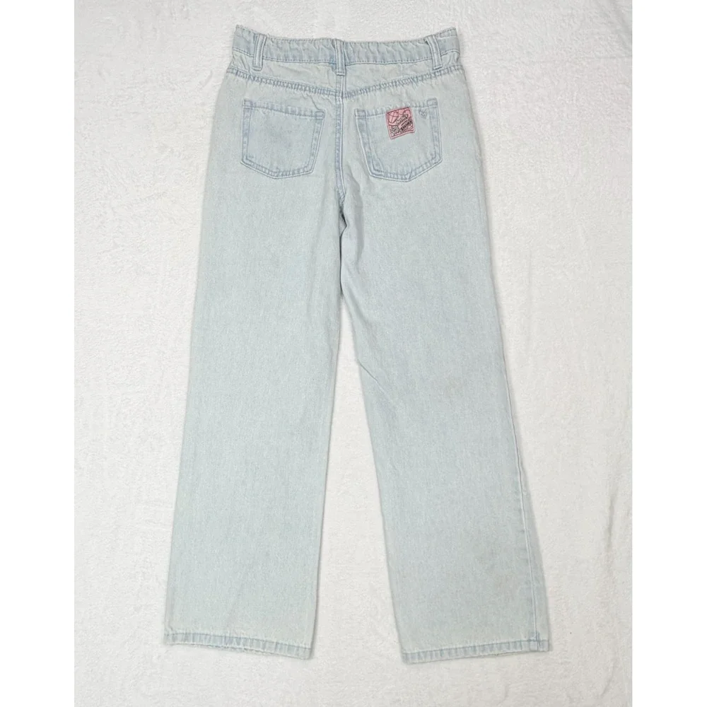 Justice Girls Jeans Ring Pop Bazooka Collaboration Size 10 Light Blue Denim